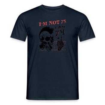 J’ai 74 ans et majeur - 75e anniversaire - T-shirt homme - marine - Devant - AI Model Male 178 light (178cm)