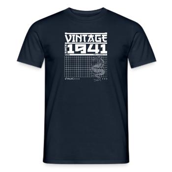 Samurai Spirit Since 1941 - 84th Birthday Dragon - Men's T-Shirt - navy - Front - AI Model Male 178 light (178cm)