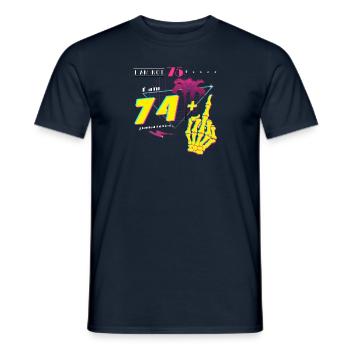 Nicht 75, nur 74 + Flip Off – Retro Style 1950 - Männer T-Shirt - Navy - Vorne - AI Model Male 178 light (178cm)