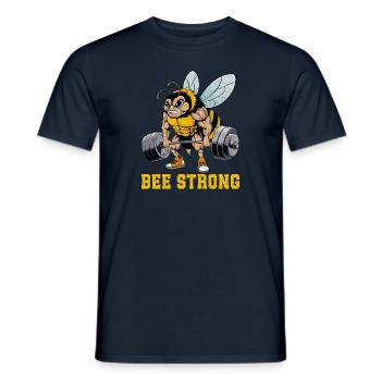 Bee Strong - Funny Fitness Gym Tee - Men's T-Shirt - navy - Front - AI Model Male 178 light (178cm)