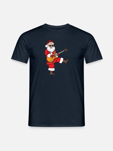 Gitarren Weihnachten Hardrock Santa Gitarrist - Männer T-Shirt - Navy