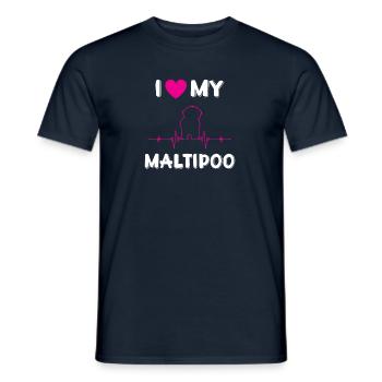 Maltipoo Heartbeat Dogs Gift Dog Mom Dog Dad - Men's T-Shirt - navy - Front - AI Model Male 178 light (178cm)
