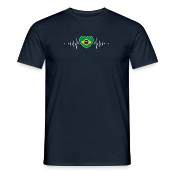 Brasilien Herzschlag Brasilianische Flagge - Männer T-Shirt - Navy - Vorne - AI Model Male 178 light (178cm)