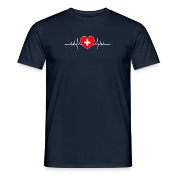 Schweiz Herzschlag Schweizer Flagge Schweizer - Männer T-Shirt - Navy - Vorne - AI Model Male 178 light (178cm)