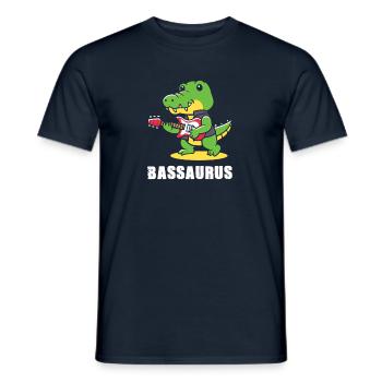 Bassaurus T-Rex Bass Dinosaurier Rock Bassist - Männer T-Shirt - Navy - Vorne - AI Model Male 178 light (178cm)