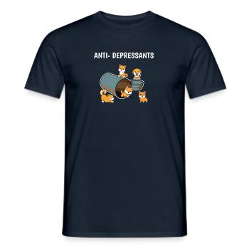 Welpen Anti-Depressants Hunde Geschenk Dog Mom - Männer T-Shirt - Navy - Vorne - AI Model Male 178 light (178cm)