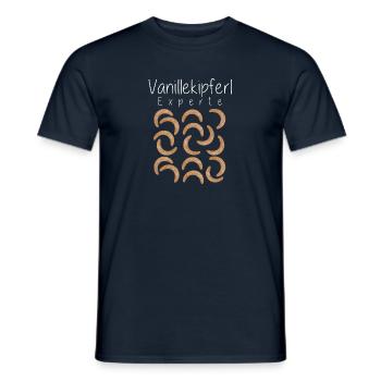 Funny motive with slogan: Vanillekipferl expert! - Men's T-Shirt - navy - Front - AI Model Male 178 light (178cm)