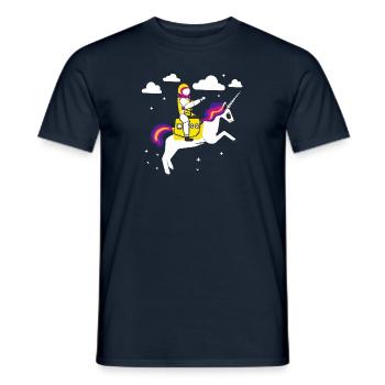 Astronaut rides a unicorn - Men's T-Shirt - navy - Front - AI Model Male 178 light (178cm)