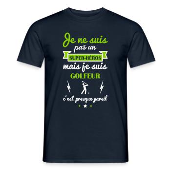 Pas super héros golfeur, idée cadeau,golf,humour - T-shirt homme - marine - Devant - AI Model Male 178 light (178cm)