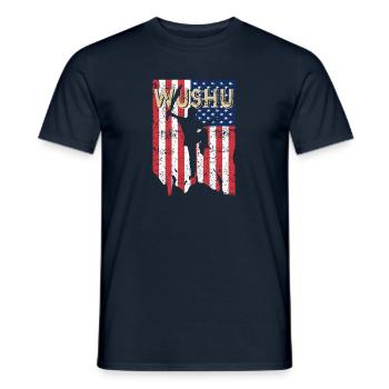 États-Unis USA Wushu - T-shirt homme - marine - Devant - AI Model Male 178 light (178cm)
