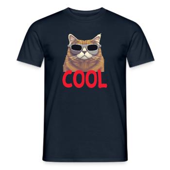 Cool Katze - Cool Cat - Männer T-Shirt - Navy - Vorne - AI Model Male 178 light (178cm)