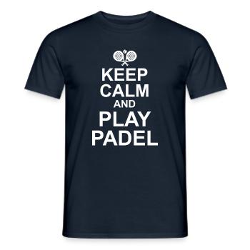 Reste calme et joue au Padel | Padel amusant - T-shirt homme - marine - Devant - AI Model Male 178 light (178cm)