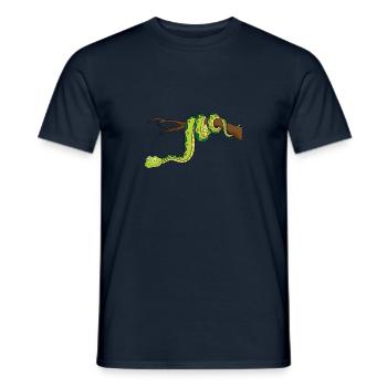 Serpent dessin animé vert drôle - T-shirt homme - marine - Devant - AI Model Male 178 light (178cm)