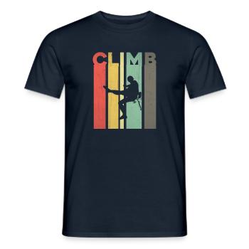 Idée cadeau table d'escalade rétro hipster - T-shirt homme - marine - Devant - AI Model Male 178 light (178cm)