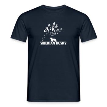 Siberian Husky Lover Design Life Is Better With A - Men's T-Shirt - navy - Front - AI Model Male 178 light (178cm)