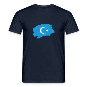 Uyghur flag white crescent blue background - Men's T-Shirt - navy - Front - AI Model Male 178 light (178cm)