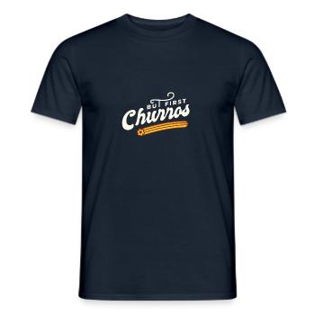 But First Churros Espagne Bonbons pâtisseries - T-shirt homme - marine - Devant - AI Model Male 178 light (178cm)