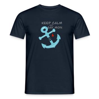 Keep calm and say moin. Maritime anchor heart sea - Men's T-Shirt - navy - Front - AI Model Male 178 light (178cm)