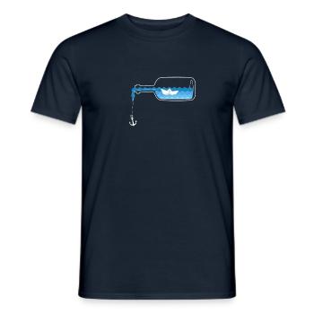 Message dans une bouteille Capitaine Anker Maritim Seefahrer Meer - T-shirt homme - marine - Devant - AI Model Male 178 light (178cm)