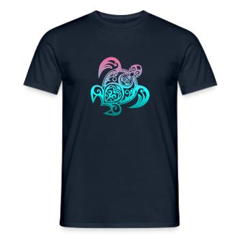 Turtle Mandala Colorful Hawaii Motif Seas - Men's T-Shirt - navy - Front - AI Model Male 178 light (178cm)