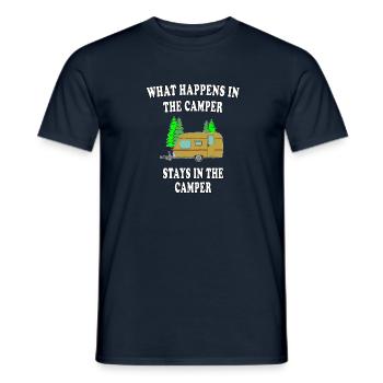 What Happens In The Camper Stays In The Camper - Men's T-Shirt - navy - Front - AI Model Male 178 light (178cm)
