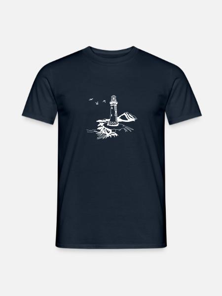 Oase am Meer Leuchtturm maritim Möwen - Männer T-Shirt - Navy