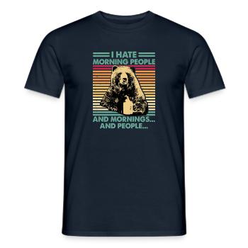 i dont like morning people bear coffee - Men's T-Shirt - navy - Front - AI Model Male 178 light (178cm)