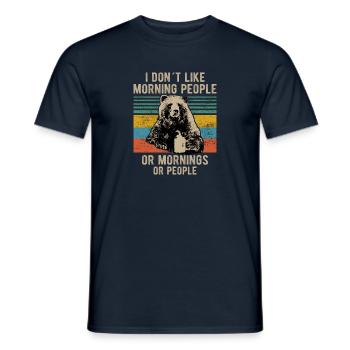 i hate morning people or mornings bear coffee - Men's T-Shirt - navy - Front - AI Model Male 178 light (178cm)