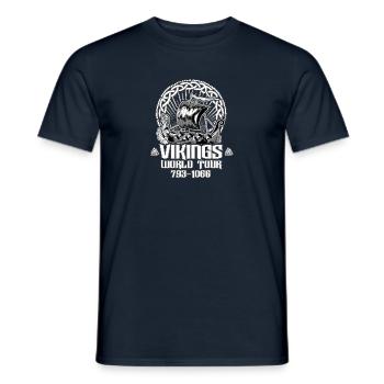Vikings Wikinger World Tour Warrior - Men's T-Shirt - navy - Front - AI Model Male 178 light (178cm)