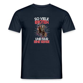 So many idiots and only one scythe of sarcasm - Men's T-Shirt - navy - Front - AI Model Male 178 light (178cm)