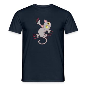 Lustiges Katzen Design Mietze Kätzchen kratzende - Männer T-Shirt - Navy - Vorne - AI Model Male 178 light (178cm)