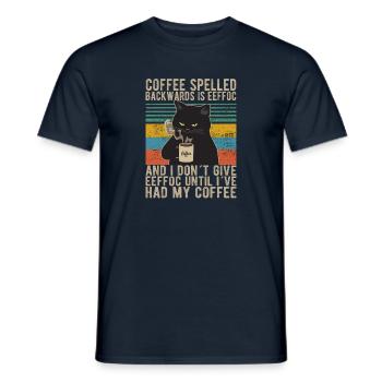 Coffee spelled backwards is Eeffoc Kaffee Morning - Men's T-Shirt - navy - Front - AI Model Male 178 light (178cm)