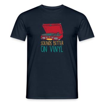 Plattenspieler Koffer Vinyl Album Sammler Geschenk - Männer T-Shirt - Navy - Vorne - AI Model Male 178 light (178cm)