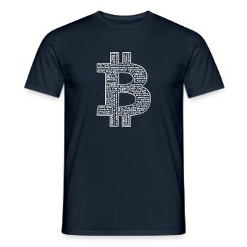 Logo Bitcoin avec des expressions Crypto - T-shirt homme - marine - Devant - AI Model Male 178 light (178cm)