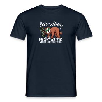 ich atme produktiver wird es heute nicht Faultier - Männer T-Shirt - Navy - Vorne - AI Model Male 178 light (178cm)