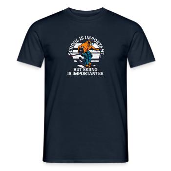 L'éducation est importante Le ski est plus important - le ski - T-shirt homme - marine - Devant - AI Model Male 178 light (178cm)