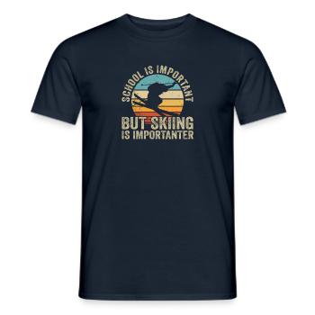 L'éducation est importante Le ski est plus important - le ski - T-shirt homme - marine - Devant - AI Model Male 178 light (178cm)