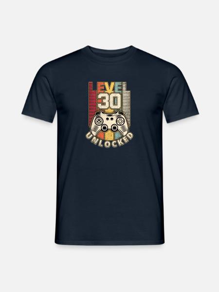 30. Geburtstag Level 30 Jahre retro Gamer Geschenk - Männer T-Shirt - Navy