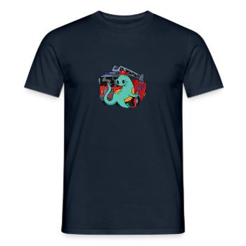 Fire truck with Dino blue light - Men's T-Shirt - navy - Front - AI Model Male 178 light (178cm)