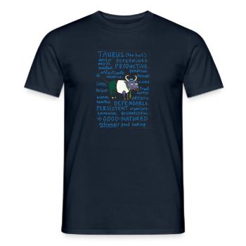 TAUREAU - SIGNE ASTROLOGIQUE - ZODIAC - HOROSCOPE - T-shirt homme - marine - Devant - AI Model Male 178 light (178cm)