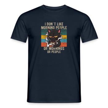 i dont like morning people cat cat coffee miau - Men's T-Shirt - navy - Front - AI Model Male 178 light (178cm)
