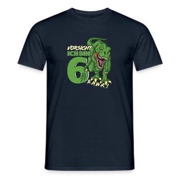 Dinosaurier Dino 6 Geburtstag Deko ich bin 6 Jahre - Männer T-Shirt - Navy - Vorne - AI Model Male 178 light (178cm)