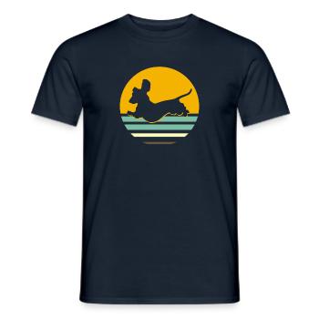 Cadeau de silhouette de chien teckel rétro teckel - T-shirt homme - marine - Devant - AI Model Male 178 light (178cm)