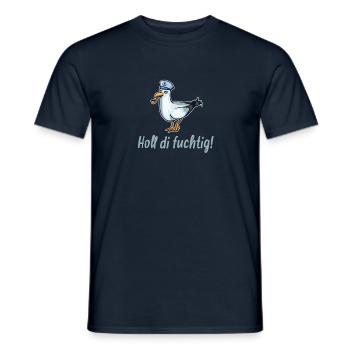 Holl di fuchtig - Stay healthy! Low German - Men's T-Shirt - navy - Front - AI Model Male 178 light (178cm)