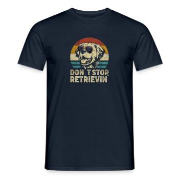 Golden Retriever chien rétro vintage silhouette - T-shirt homme - marine - Devant - AI Model Male 178 light (178cm)