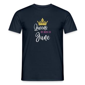 Queens are born in June Birthday Crown Gift - Men's T-Shirt - navy - Front - AI Model Male 178 light (178cm)