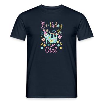 Girl Birthday Sloth Floral Sloths Lover - Men's T-Shirt - navy - Front - AI Model Male 178 light (178cm)