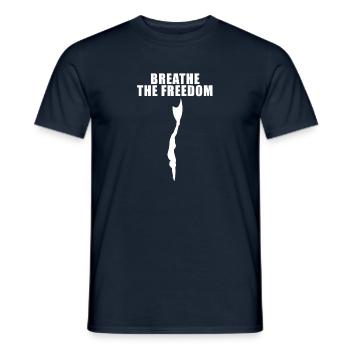 Atmen Sie die Freiheit frei Freitauchen - Für Freitaucher - Männer T-Shirt - Navy - Vorne - AI Model Male 178 light (178cm)