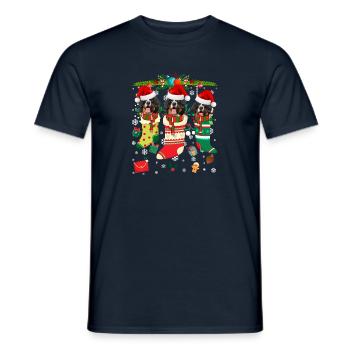 Ugly Christmas Sweater Bernhardiner Hund Edition - Männer T-Shirt - Navy - Vorne - AI Model Male 178 light (178cm)