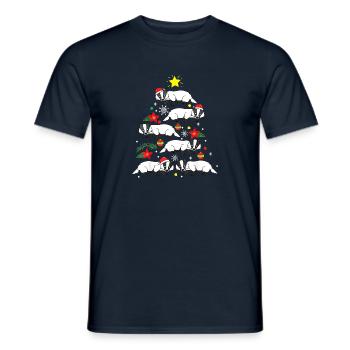 Miel Blaireau Poisson Arbre d’ornement de Noël - T-shirt homme - marine - Devant - AI Model Male 178 light (178cm)